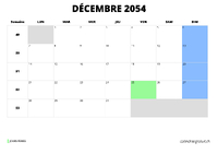 calendrier décembre 2054 calendrier décembre 2054 au format paysage
