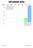 calendrier décembre 2055 format portrait