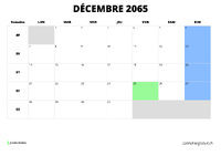 calendrier décembre 2065 calendrier décembre 2065 au format paysage