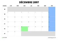 calendrier décembre 2097 calendrier décembre 2097 au format paysage