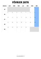 calendrier février 2070 calendrier février 2070 format portrait