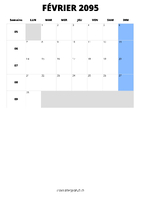 calendrier février 2095 calendrier février 2095 format portrait