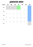 calendrier janvier 2054 calendrier janvier 2054 format portrait