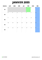 calendrier janvier 2055 calendrier janvier 2055 format portrait