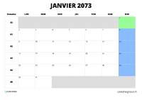 calendrier janvier 2073 calendrier janvier 2073 au format paysage