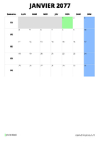 calendrier janvier 2077 calendrier janvier 2077 format portrait