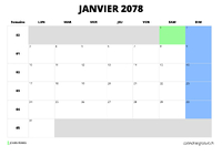 calendrier janvier 2078 calendrier janvier 2078 au format paysage