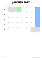 calendrier janvier 2087 calendrier janvier 2087 format portrait