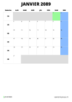 calendrier janvier 2089 calendrier janvier 2089 format portrait