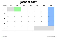 calendrier janvier 2097 calendrier janvier 2097 au format paysage