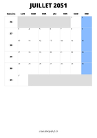 calendrier juillet 2051 calendrier juillet 2051 format portrait