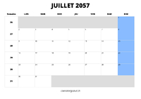 calendrier juillet 2057 calendrier juillet 2057 au format paysage
