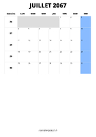 calendrier juillet 2067 format portrait