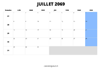 calendrier juillet 2069 calendrier juillet 2069 au format paysage