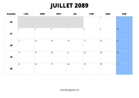 calendrier juillet 2089 calendrier juillet 2089 au format paysage