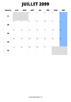 calendrier juillet 2099 calendrier juillet 2099 format portrait