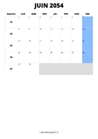 calendrier juin 2054 format portrait