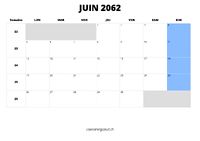 calendrier juin 2062 calendrier juin 2062 au format paysage