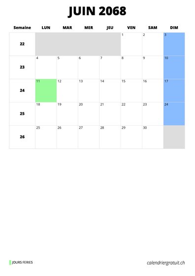 calendrier juin 2068 calendrier juin 2068 format portrait