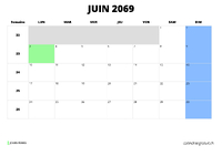 calendrier juin 2069 calendrier juin 2069 au format paysage