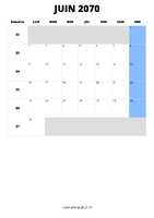 calendrier juin 2070 calendrier juin 2070 format portrait