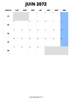 calendrier juin 2072 calendrier juin 2072 format portrait