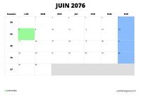 calendrier juin 2076 calendrier juin 2076 au format paysage