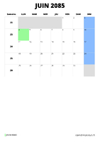 calendrier juin 2085 calendrier juin 2085 format portrait