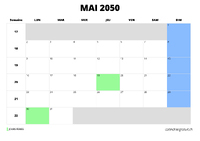 calendrier mai 2050 calendrier mai 2050 au format paysage