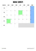 calendrier mai 2051 format portrait