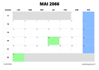 calendrier mai 2066 calendrier mai 2066 au format paysage