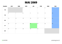 calendrier mai 2069 au format paysage