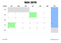 calendrier mai 2070 calendrier mai 2070 au format paysage