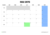 calendrier mai 2076 calendrier mai 2076 au format paysage