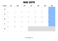 calendrier mai 2079 calendrier mai 2079 au format paysage