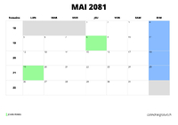 calendrier mai 2081 calendrier mai 2081 au format paysage