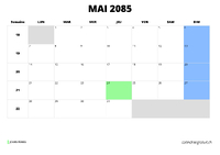 calendrier mai 2085 calendrier mai 2085 au format paysage