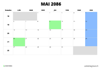 calendrier mai 2086 calendrier mai 2086 au format paysage