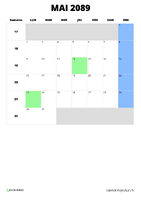 calendrier mai 2089 format portrait