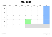 calendrier mai 2090 calendrier mai 2090 au format paysage
