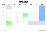 calendrier mai 2091 calendrier mai 2091 au format paysage
