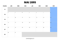 calendrier mai 2095 calendrier mai 2095 au format paysage