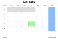 calendrier mai 2099 au format paysage