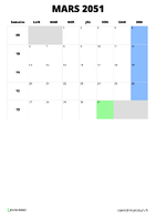 calendrier mars 2051 calendrier mars 2051 format portrait