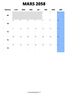 calendrier mars 2058 calendrier mars 2058 format portrait