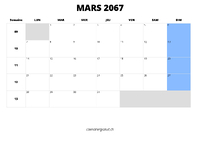 calendrier mars 2067 calendrier mars 2067 au format paysage