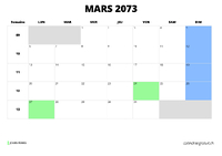 calendrier mars 2073 calendrier mars 2073 au format paysage