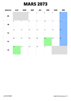 calendrier mars 2073 calendrier mars 2073 format portrait