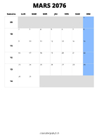 calendrier mars 2076 calendrier mars 2076 format portrait