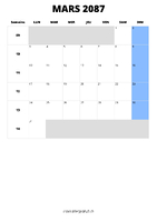 calendrier mars 2087 calendrier mars 2087 format portrait
